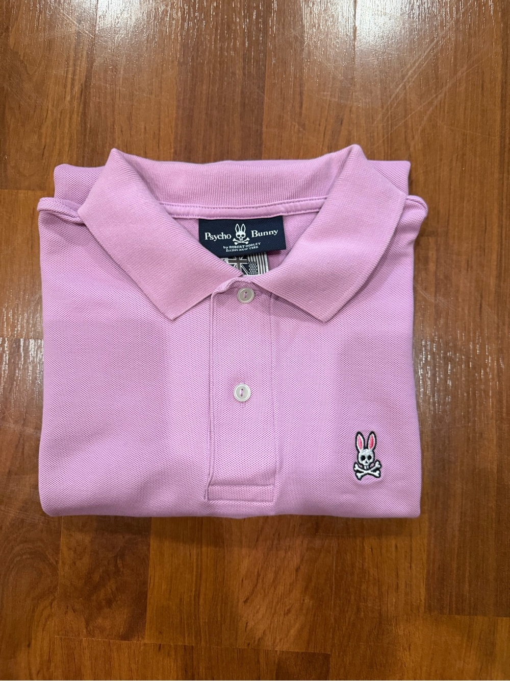 Psycho Bunny Pique Polo Shirt Mens 6 Lavender Pima Cotton Skull Logo Preppy
